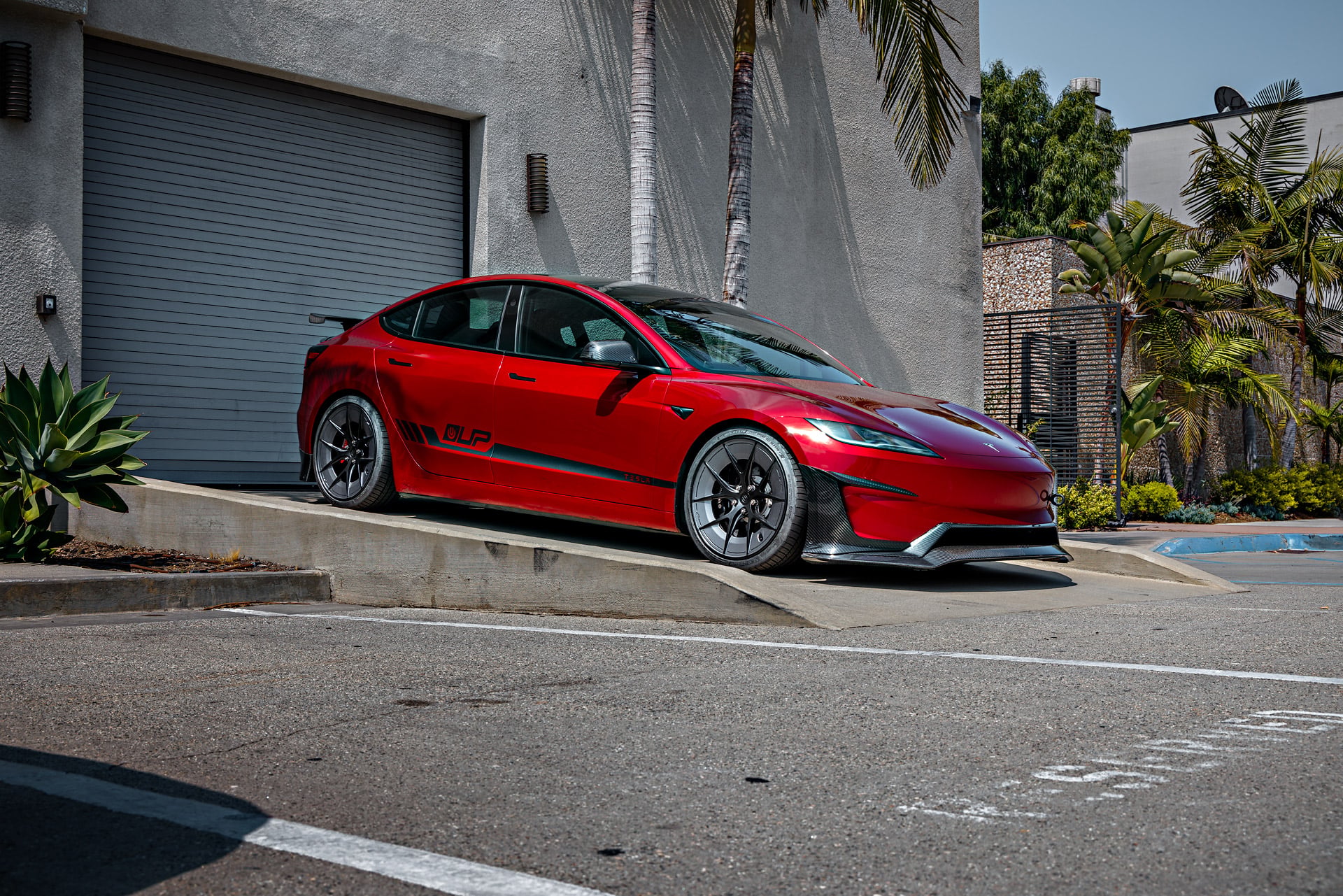 Red Rocket 2024 Tesla Model 3 Performance on 20 Inch UP Forged UP-RW Road Warrior Wheels
